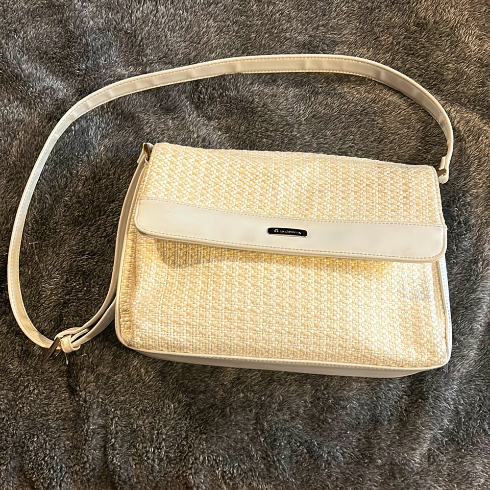 Liz Claiborne Cream & Tan Straw Purse